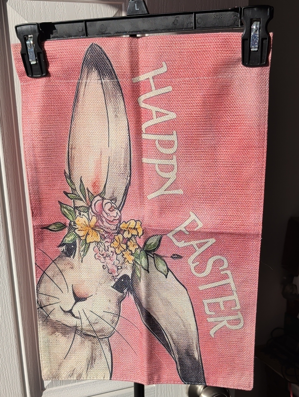 Happy Easter Pink Bunny Wall Flag